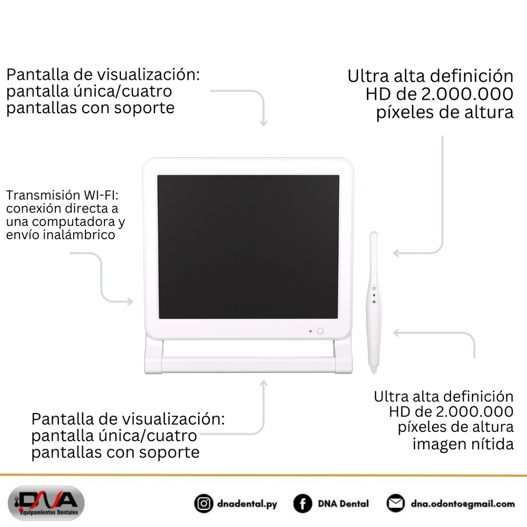 Camara Intraoral X1 con soporte y monitor 19' sensor 1/4 cmos Captura y Graba (Foshan)