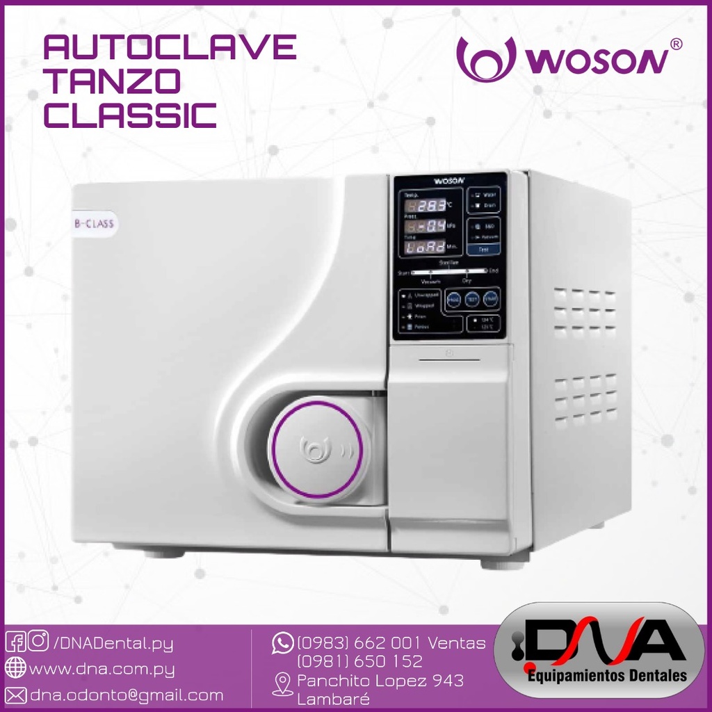 Autoclave Pre Vacio Tanzo Clasic 18L con Printer (Woson)