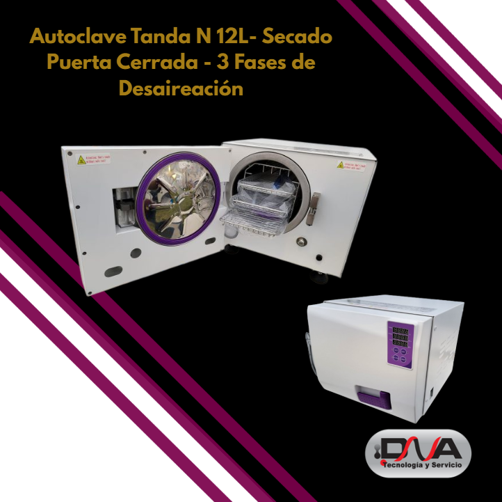 Autoclave Tanda N 12 L- Secado Puerta Cerrada - 3 Fases de Desaireación - Cuba Acero 10 años de Garantía  (Woson) 