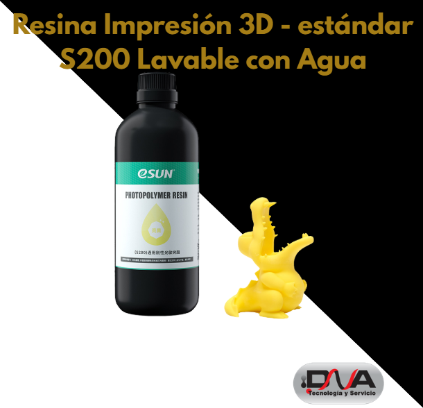 Resina Impresión 3D - estándar S200 -Lavable con AGUA - Color Amarillo Brillante -Impresiones Generales - (ESUN)