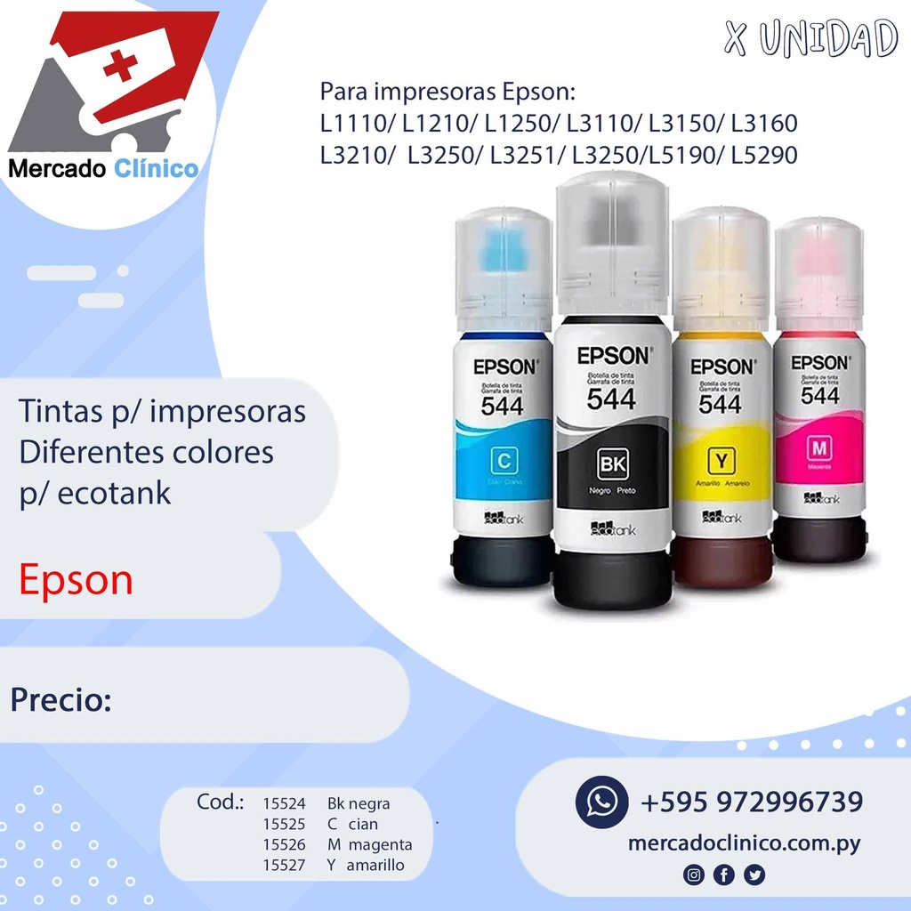 Tintas p/ impresoras - Diferentes Colores P/ ecotank - 544 - Epson