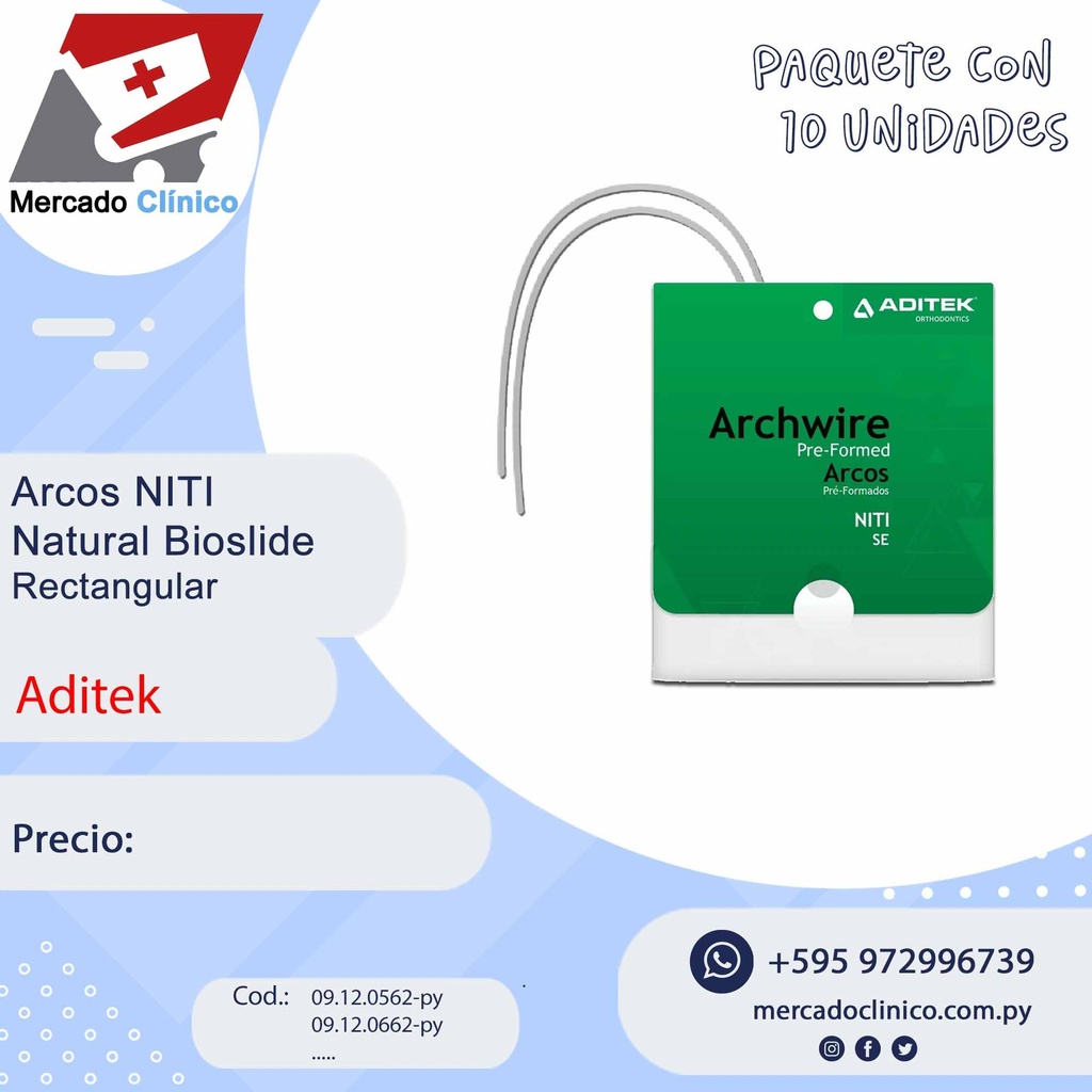 Arcos rectangular Natural Bioslide - Niti - ADITEK