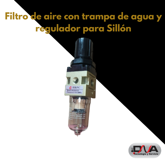 Filtro de aire con trampa de agua y regulador para sillón. 