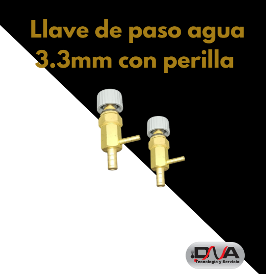 Llave de paso agua 3.3mm con perilla (Kastec)