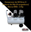 Compresor de 50 litros 2 motores de 1Hp (4 cargadores) -Marca DNA - 2 Hp