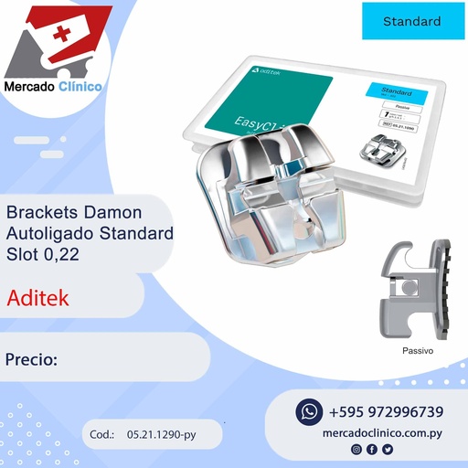[05.21.1290-py] Bracket Damon Standard-  5x5 -  Easyclip - slot 0,22 - Autoligado - Aditek