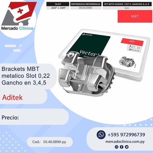 [05.40.0890-py] Brackets MBT metálico - Vector -Slot 022 c/ gancho 3,4,5 - Aditek