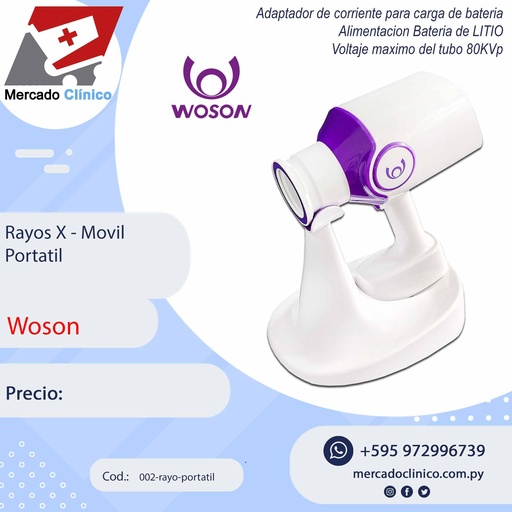 [002-rayo-portatil] Rayos X Movil - Portatil - 70 kv- 2mA - Cono Largo- WOSON- (1 año garantia)