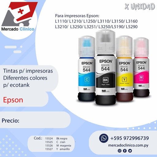 Tintas p/ impresoras - Diferentes Colores P/ ecotank - 544 - Epson