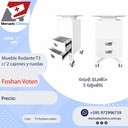 Mueble Rodante T3 Color Blanco - c/ 2 cajones y ruedas - Foshan Voten