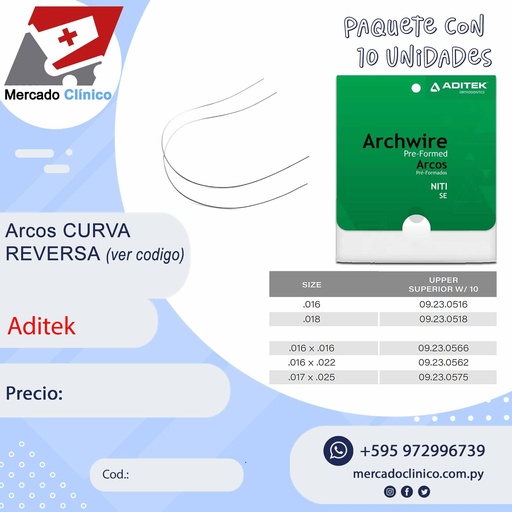 Arcos Curva Reversa Inferior - Niti - ADITEK