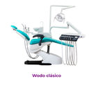 Sillon Mod. Wodo Clasic, reflector Bi LED, Amplia Platina de 5 terminales, Brazo asistente, 2 suctores metalicos, Jeringa Auxiliar acero pulido.  (Woson)