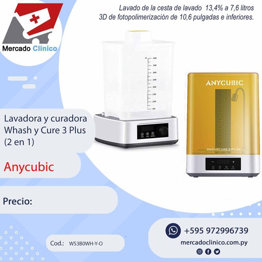 [WS3B0WH-Y-O] Wash and Cure 3 Plus (Lavadora y curadora) - Anycubic