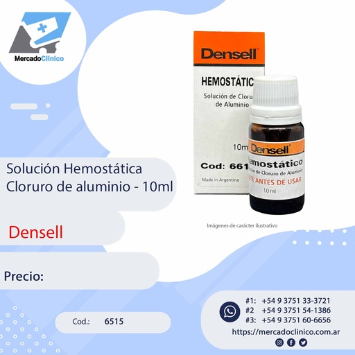 [6515] Solución Hemostática Cloruro de aluminio sin epinefrina - 10ml - Densell
